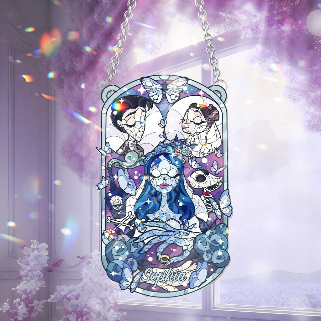 Personalized Halloween Bride Suncatcher Ornament for Home Decor Window Hanging Suncatcher Ornament GradoCreations