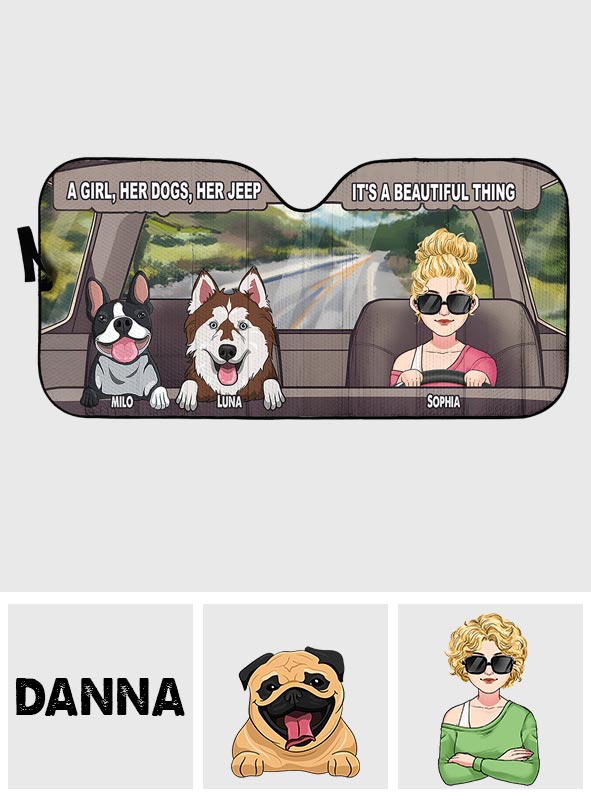 Personalized Dog Car Sunshade Custom Name Gift for Dog Lovers Car Sunshade GradoCreations