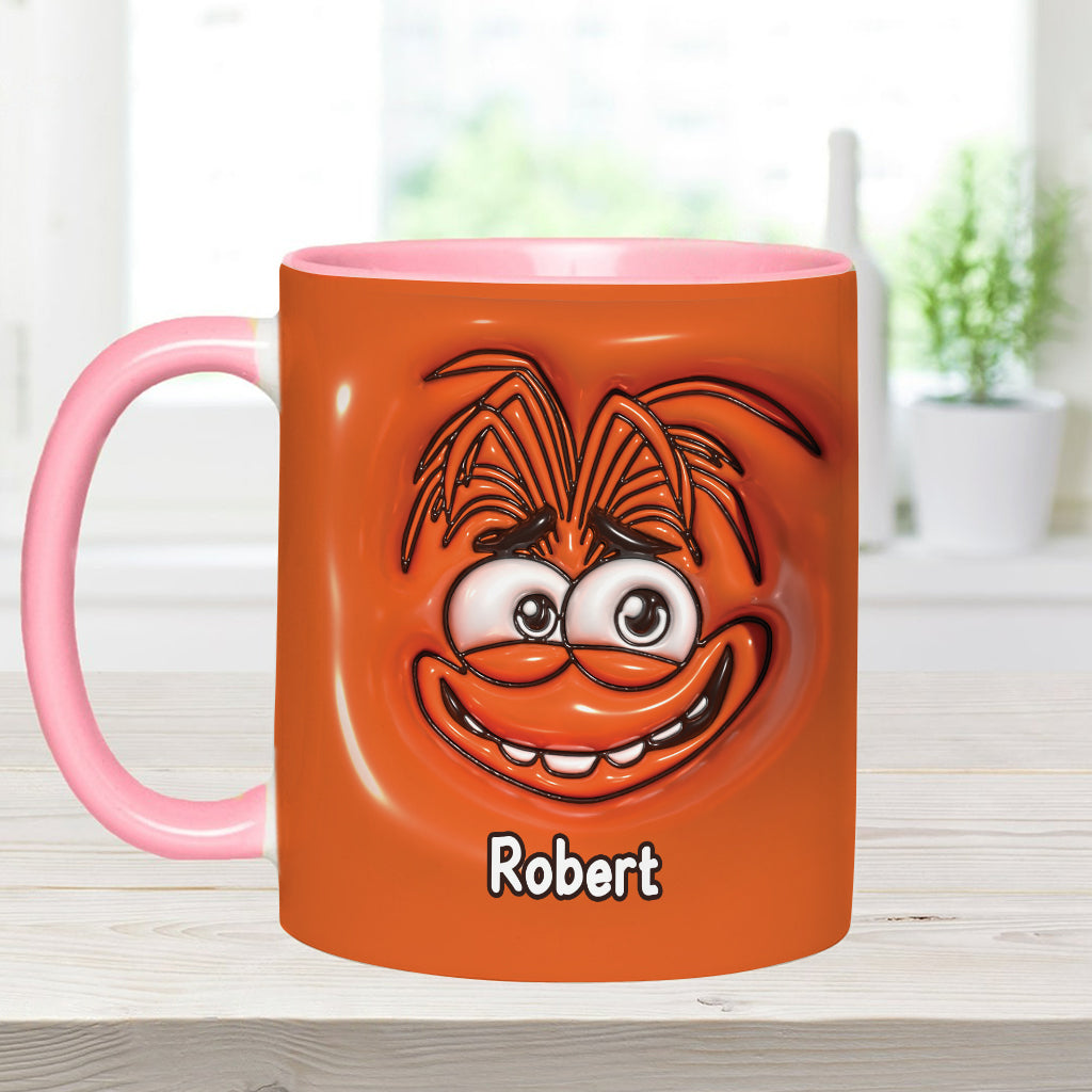 Personalized Two-Tone Accent Mug with Emotive Character - Custom Name Gift Accent Mug GradoCreations