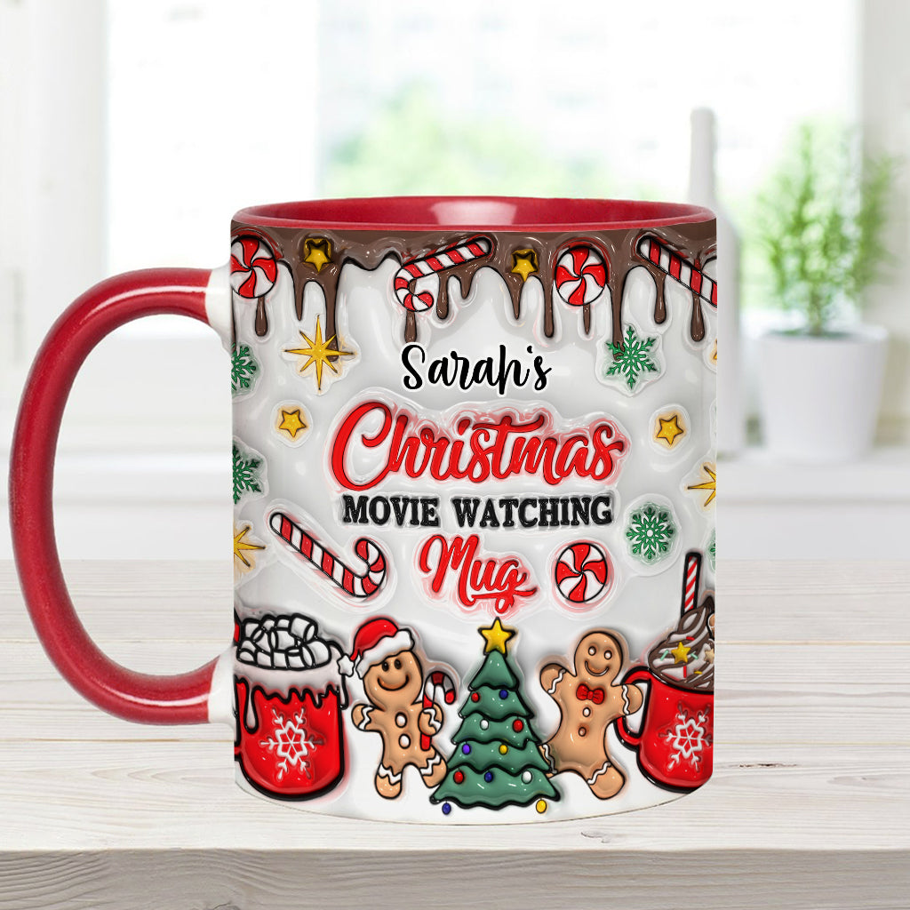 Personalized Christmas Movie Watching Mug Custom Name Gift Accent Mug GradoCreations