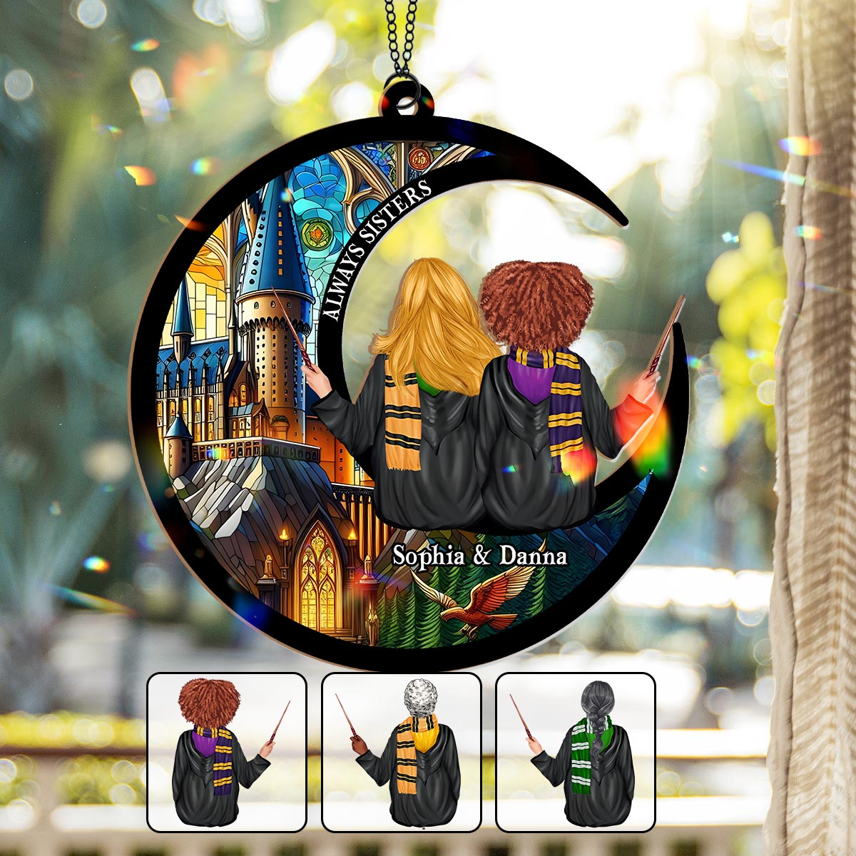 Personalized Always Sisters Suncatcher Ornament Gift for Besties Window Hanging Suncatcher Ornament GradoCreations