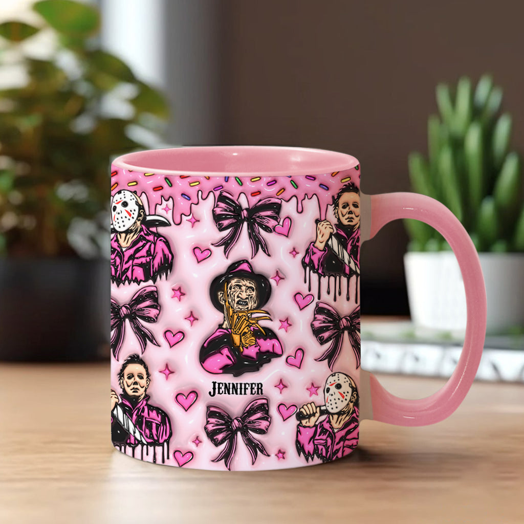 Personalized Pink Halloween Accent Mug with Custom Name Accent Mug GradoCreations
