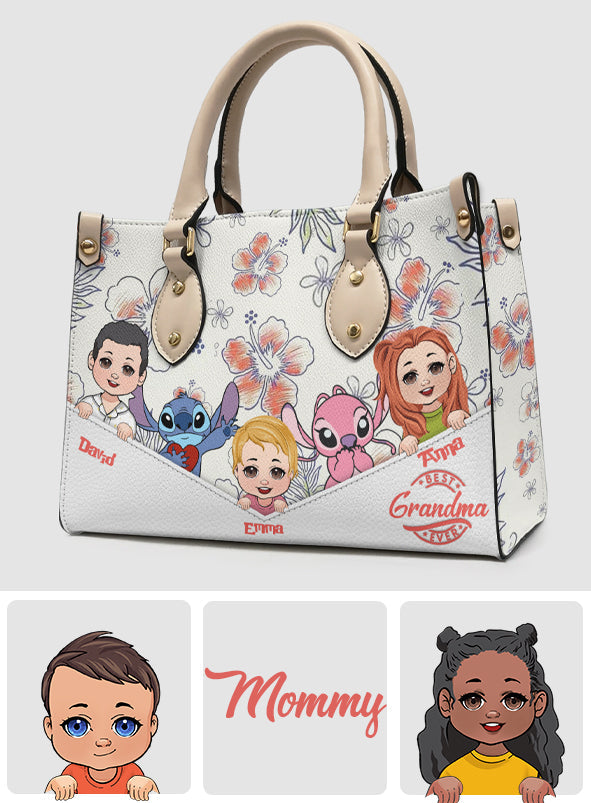 Personalized Leather Handbag for Grandma with Custom Characters Leather Handbag GradoCreations