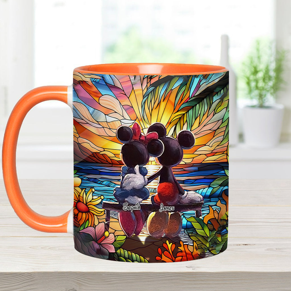 Personalized Sunset Accent Mug Custom Name Gift for Couples Accent Mug GradoCreations