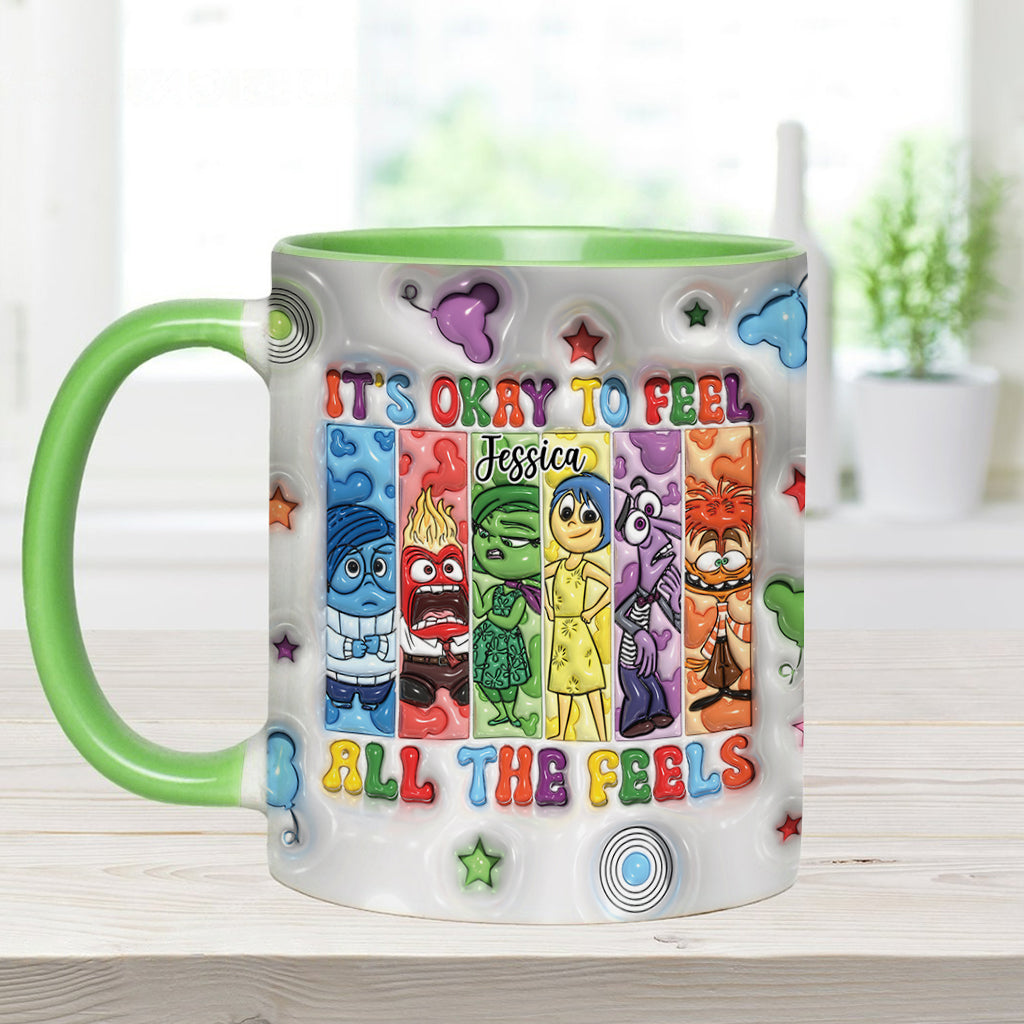 Personalized Accent Mug It's Okay To Feel All The Feels Gift for Birthday/Graduation Accent Mug GradoCreations