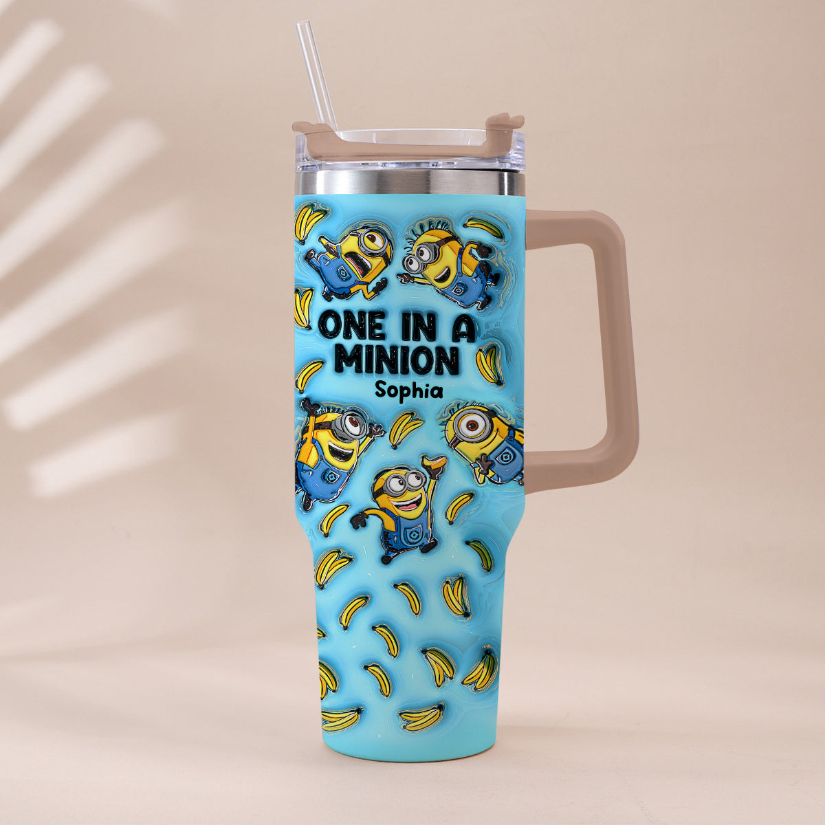 Personalized Minion Tumbler with Handle - Custom Name Gift Tumbler With Handle GradoCreations
