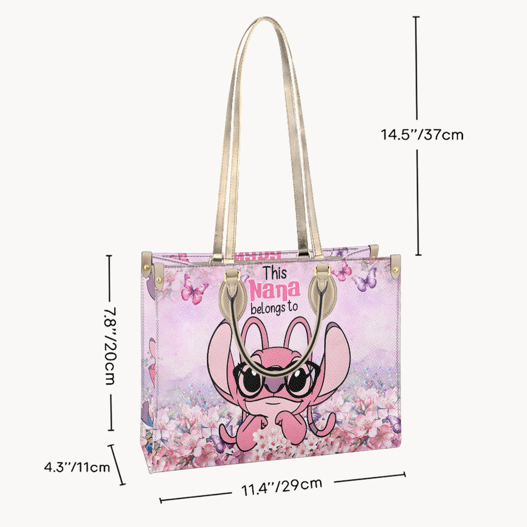 Personalized Leather Handbag with Ohana Design for Grandma - Unique Gift Leather Handbag GradoCreations
