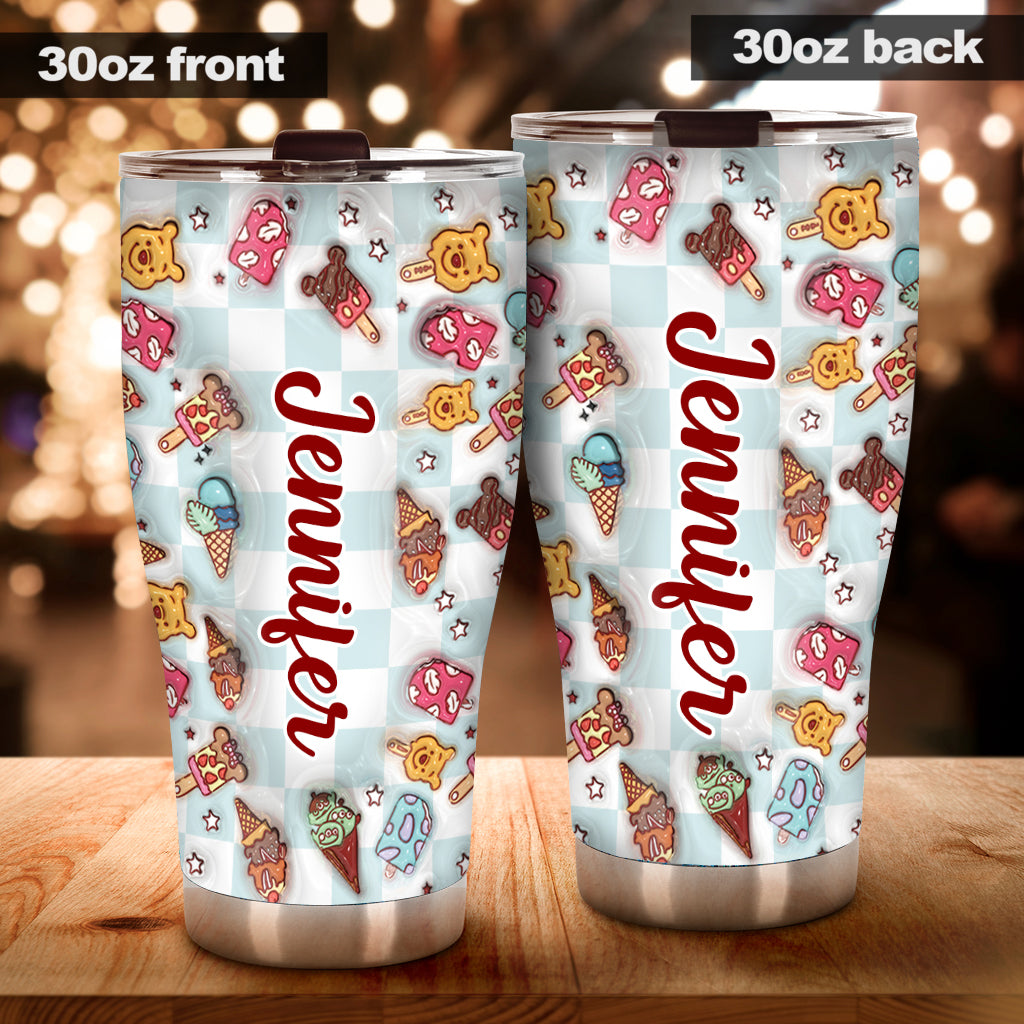 Personalized Tumbler with Snacks Design Custom Name Gift Tumbler GradoCreations
