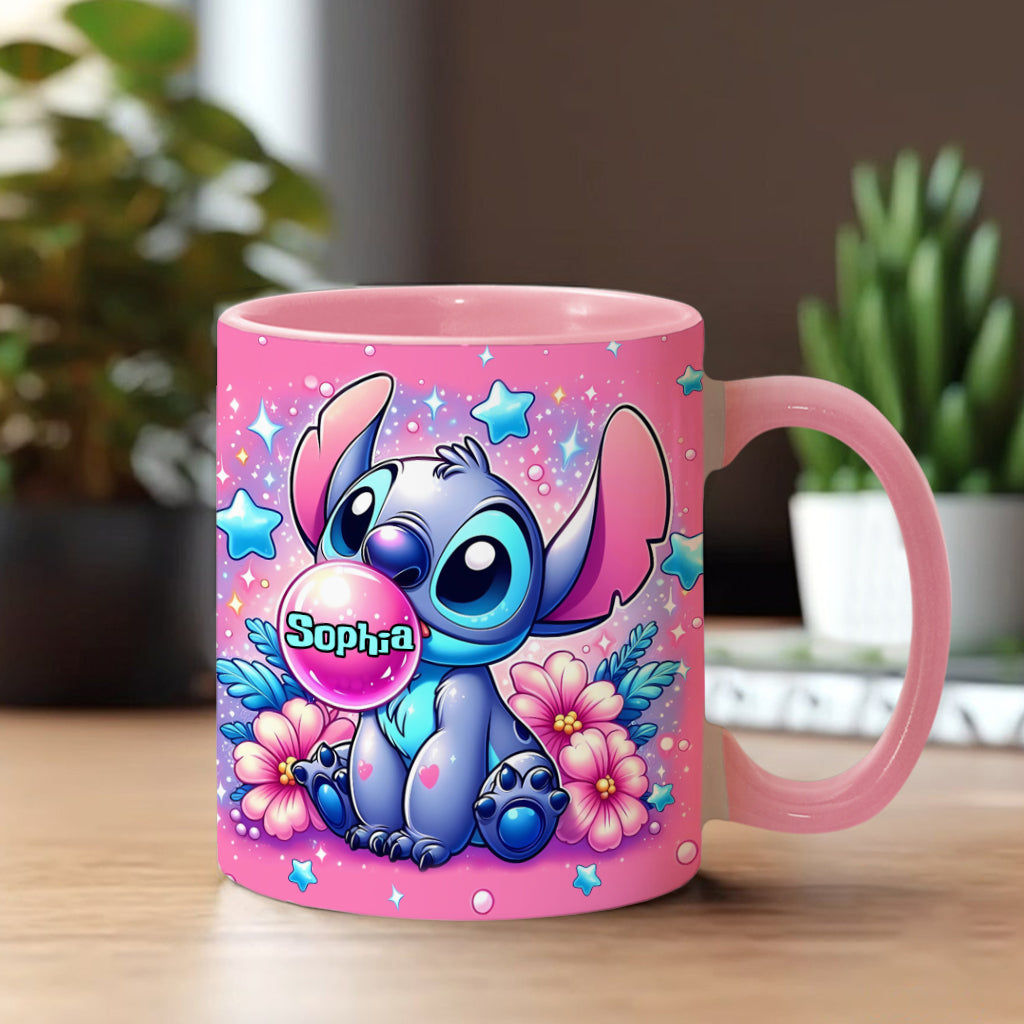 Personalized Pink Accent Mug Custom Name Gift for Birthday Accent Mug GradoCreations