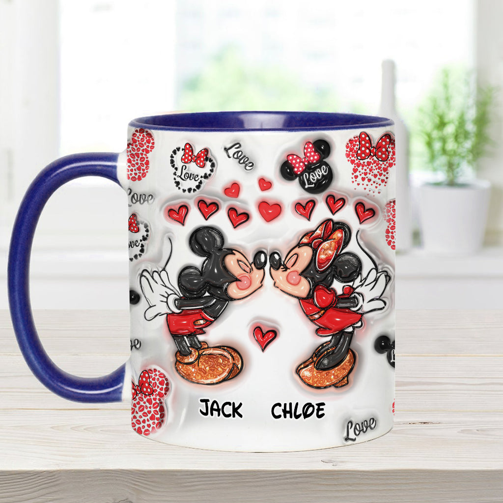 Personalized Accent Mug You & Me Kissing Mickey Minnie Gift for Couple Accent Mug GradoCreations