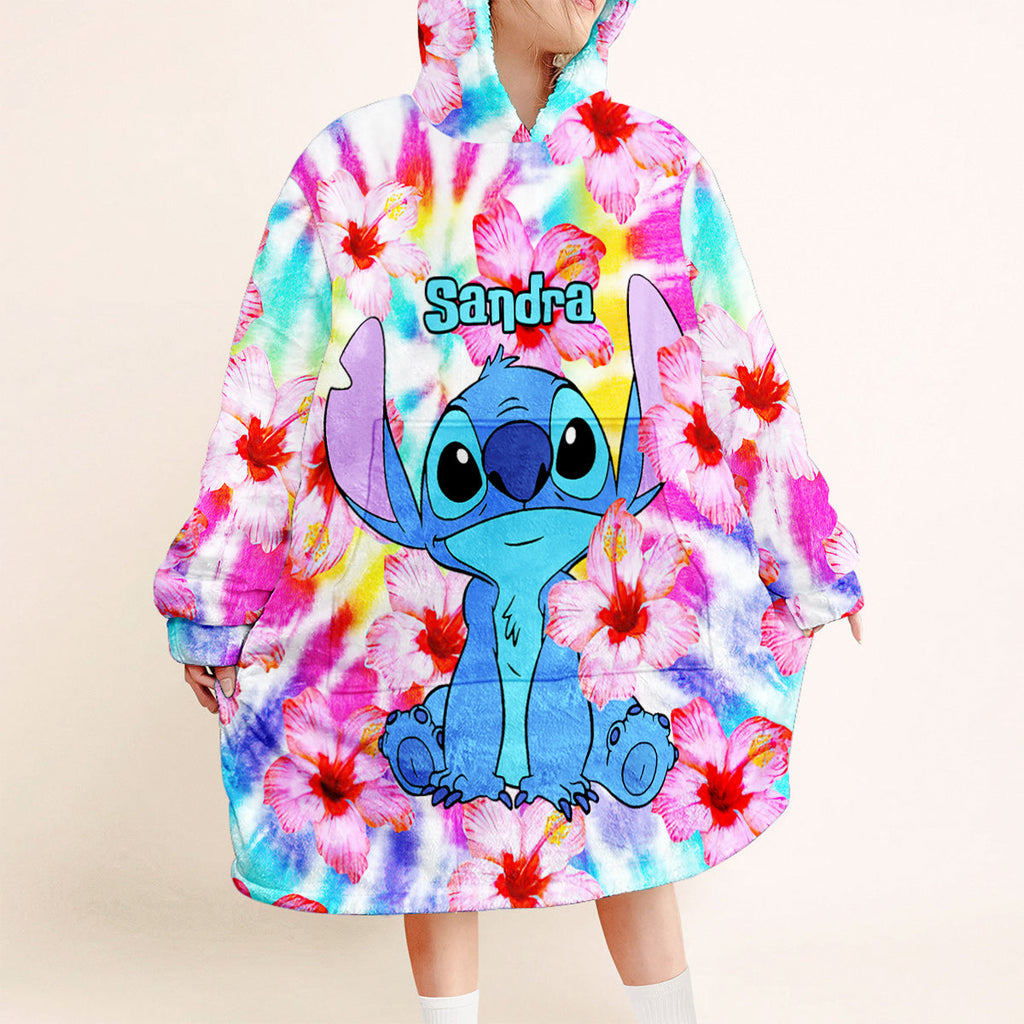 Personalized Tie Dye Blanket Hoodie with Name - Gift for Her Blanket Hoodie GradoCreations