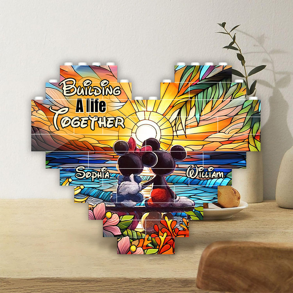 Personalized Heart Building Brick Blocks Custom Couple Gift for Anniversary Heart Building Brick Blocks GradoCreations