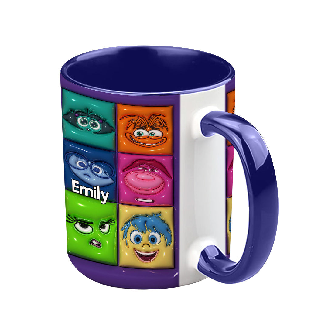 Personalized Accent Mug with Emotion Faces Custom Name Gift Accent Mug GradoCreations