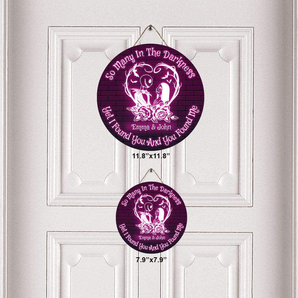 Personalized Halloween Round Wood Sign Custom Name Gift for Couple Round Wood Sign GradoCreations