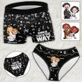 Custom Couples Briefs and Boxer Shorts Personalized Gift for Anniversary Lace Border Women Briefs And Men’s Boxer Briefs GradoCreations