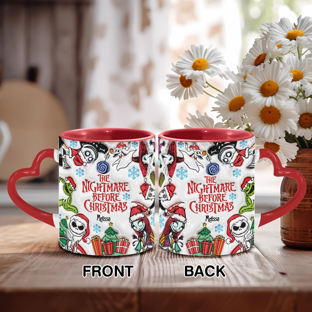 Personalized Nightmare Before Christmas Mug with Heart Handle Heart Handle Mug GradoCreations