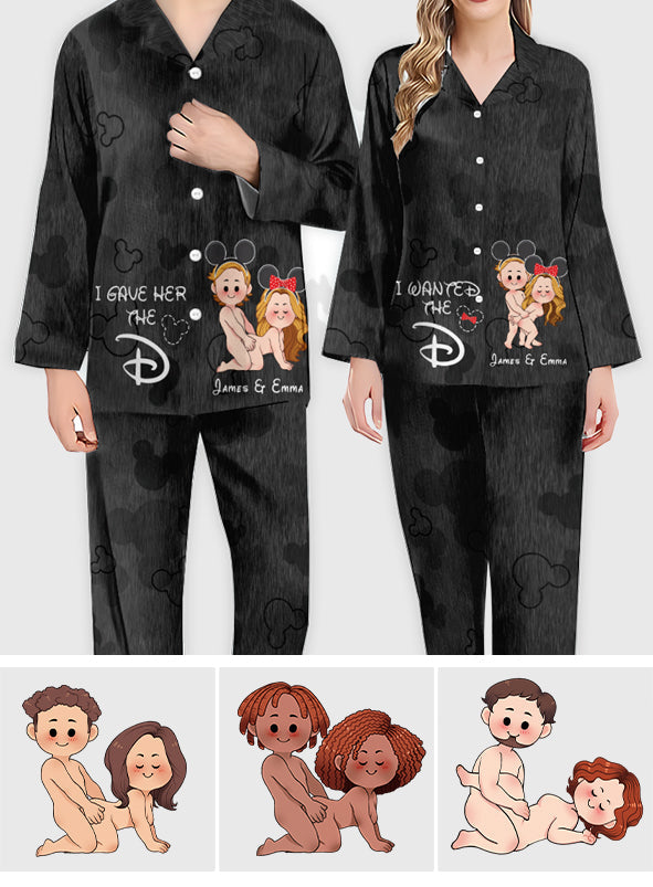 Personalized Satin Pajama Set for Couples with Custom Names & Design Button Down Pajamas GradoCreations