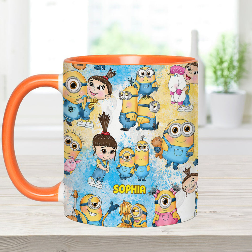 Personalized Yellow Monster Accent Mug for Kids - Custom Name Gift Accent Mug GradoCreations