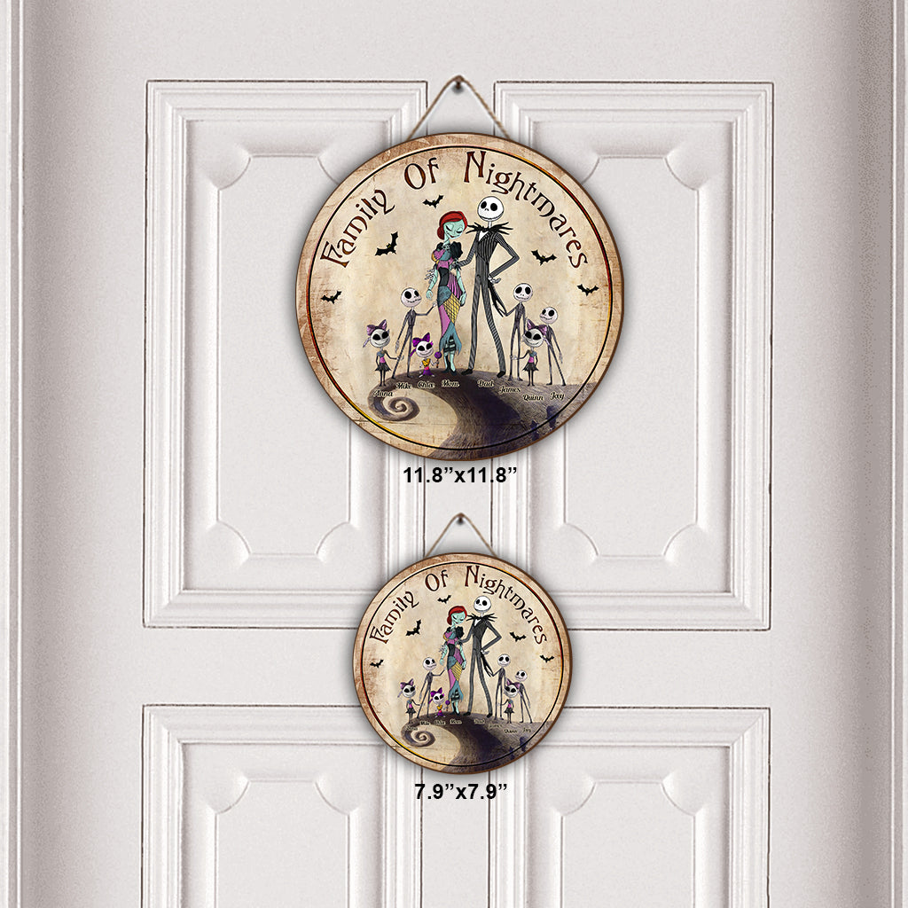 Personalized Round Wood Sign Family Of Nightmares Decor Gift Round Wood Sign GradoCreations