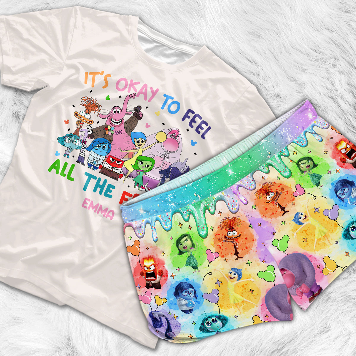 Personalized All Over Shirt & Shorts Set for Women - Colorful Feelings Gift All Over Shirt & Women Shorts GradoCreations