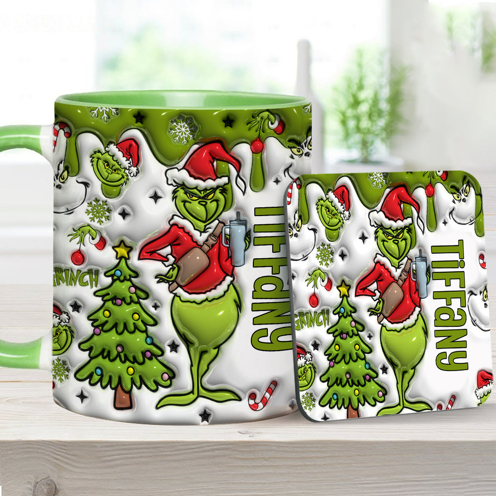Personalized Grinch Accent Mug Custom Name Gift for Christmas Accent Mug GradoCreations