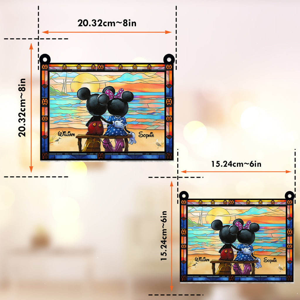 Personalized Mickey Mouse Window Hanging Suncatcher Ornament Gift for Couples Window Hanging Suncatcher Ornament GradoCreations