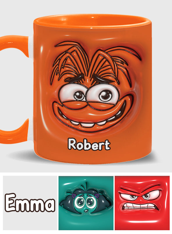 Personalized Two-Tone Accent Mug with Emotive Character - Custom Name Gift Accent Mug GradoCreations