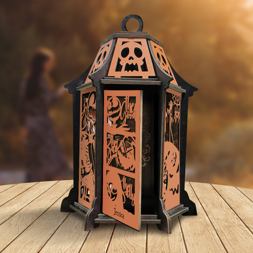 Personalized Wooden Laser Cut Lantern Halloween Decor Gift Laser Cut Lantern GradoCreations