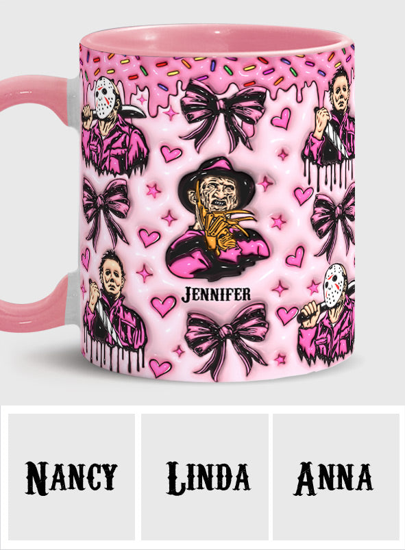 Personalized Pink Halloween Accent Mug with Custom Name Accent Mug GradoCreations