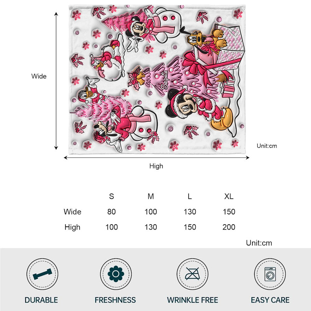 Personalized Let It Snow Mouse Blanket Custom Name Soft Flannel Gift Blanket GradoCreations
