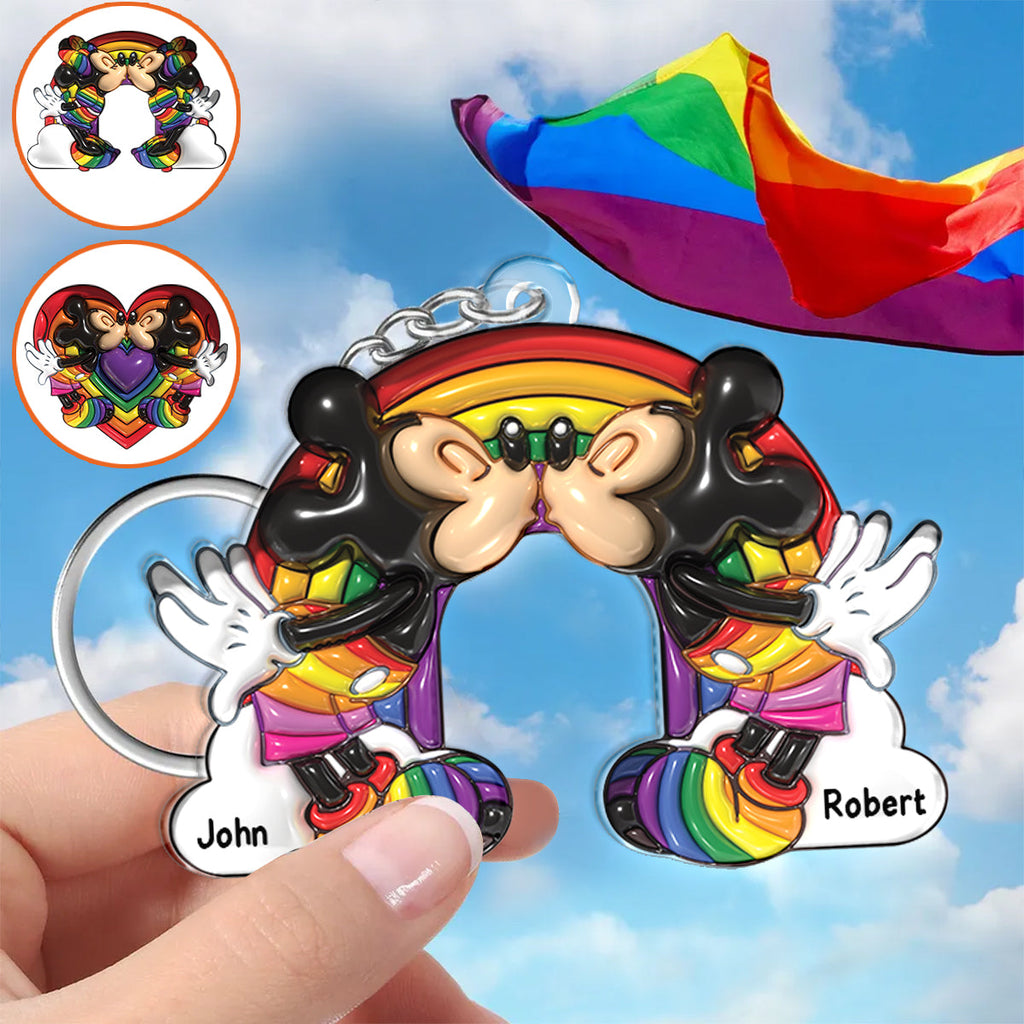 Personalized LGBT Support Keychain Custom Names for Couples Keychain GradoCreations