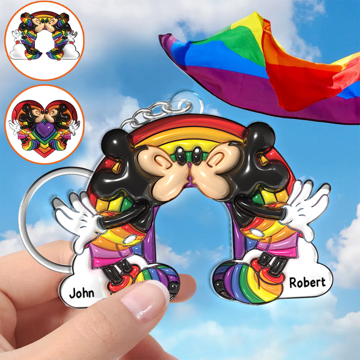 Personalized LGBT Support Keychain Custom Names for Couples Keychain GradoCreations