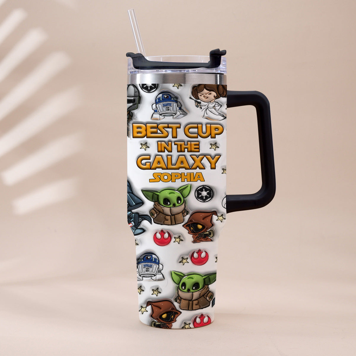 Personalized Galaxy Tumbler with Handle Gift for Kids - Custom Name Tumbler With Handle GradoCreations