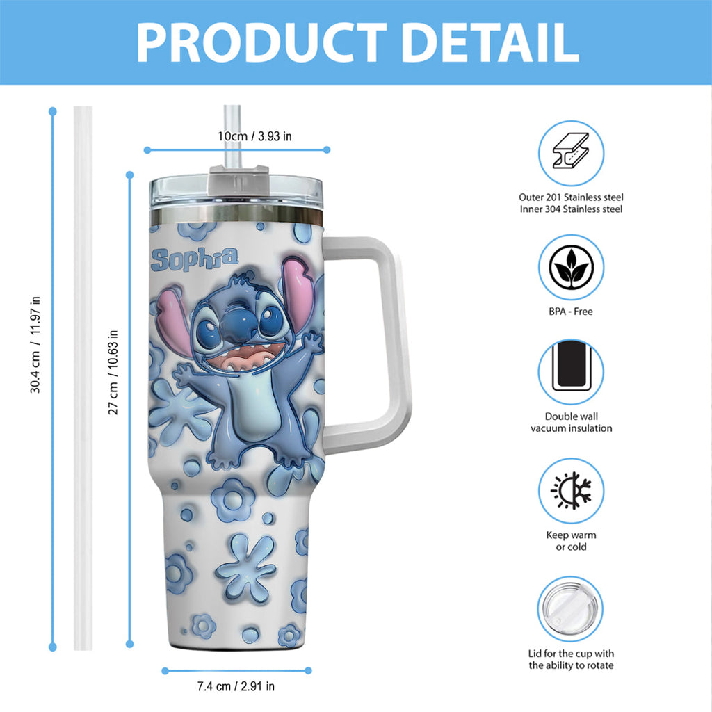 Personalized Ohana Tumbler with Handle Custom Design Gift Tumbler With Handle GradoCreations