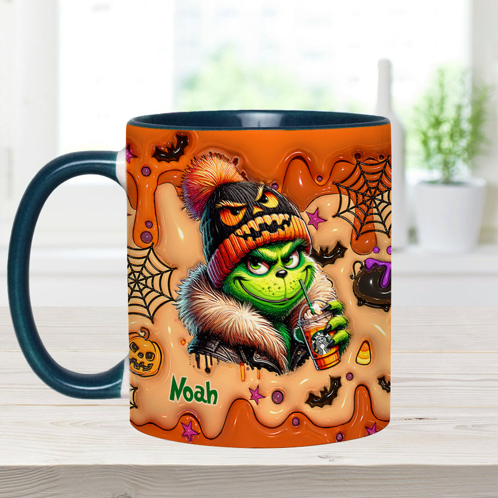 Personalized Halloween Grinch Accent Mug Custom Name Gift Accent Mug GradoCreations