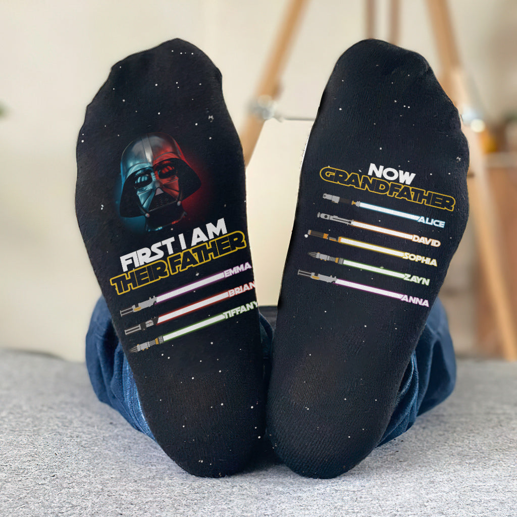 Personalized Grandfather Socks with Custom Names Star Wars Gift Socks GradoCreations