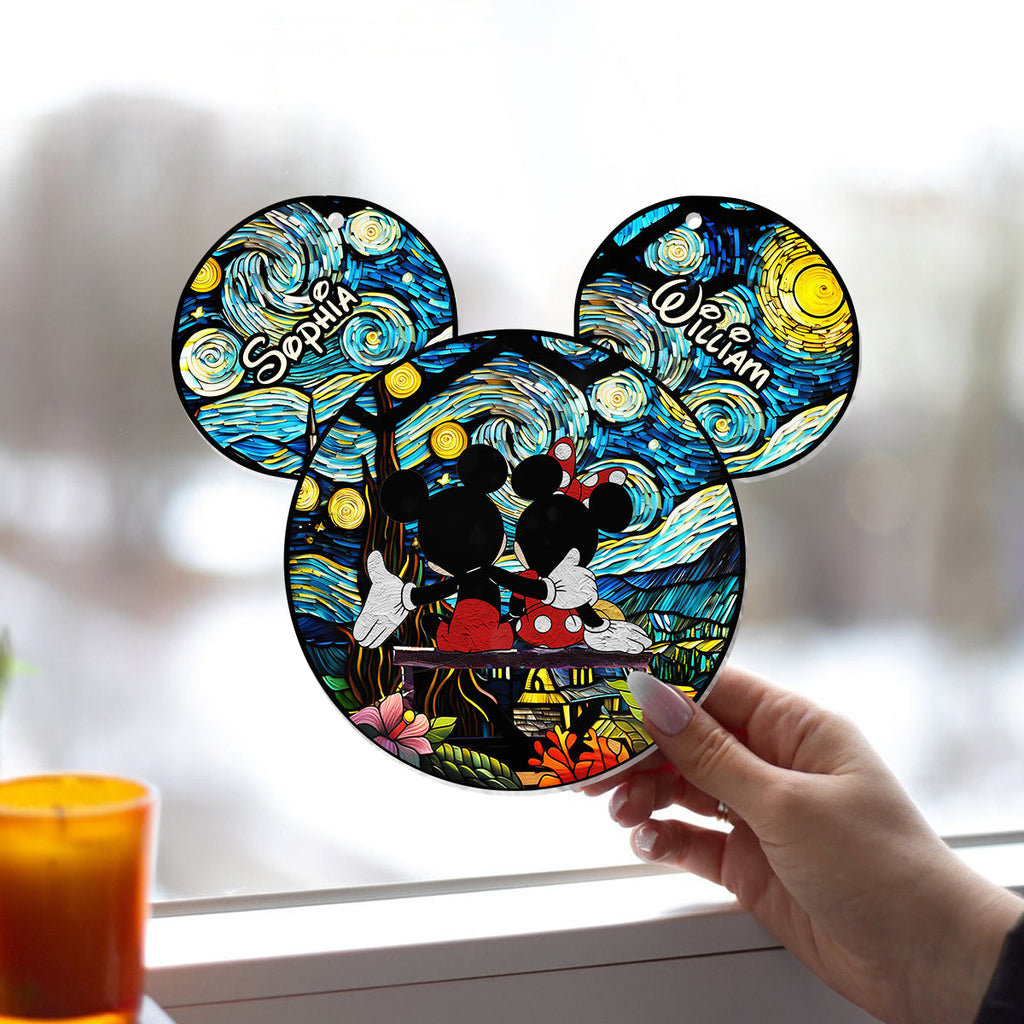 Personalized Mouse Couple Suncatcher Ornament for Animal Lovers Window Hanging Suncatcher Ornament GradoCreations