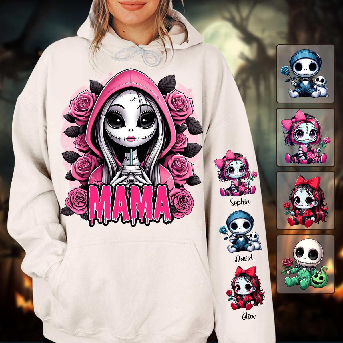 Personalized Mama of Nightmares All Over Shirt for Mom | Halloween Gift All Over Shirt GradoCreations