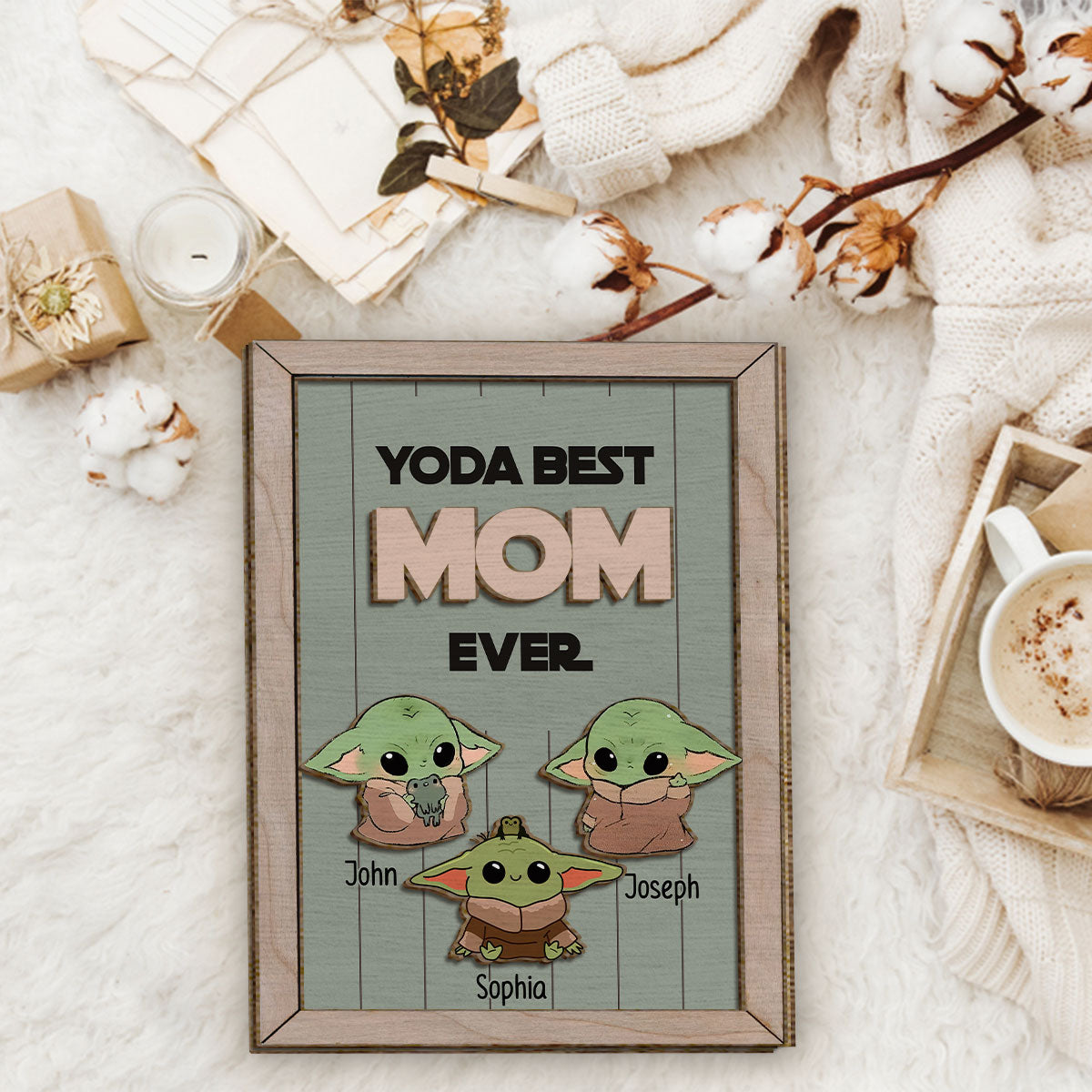 Personalized Yoda Best Mom Ever 2 Layered Wood Sign Gift 2 Layered Wood Sign GradoCreations