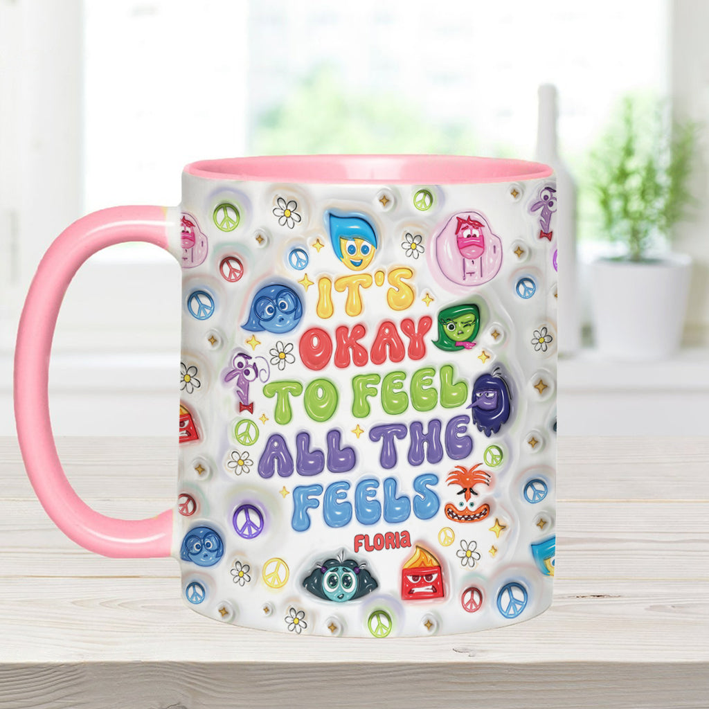 Personalized Accent Mug It's Okay To Feel All The Feels Gift for Friends Accent Mug GradoCreations