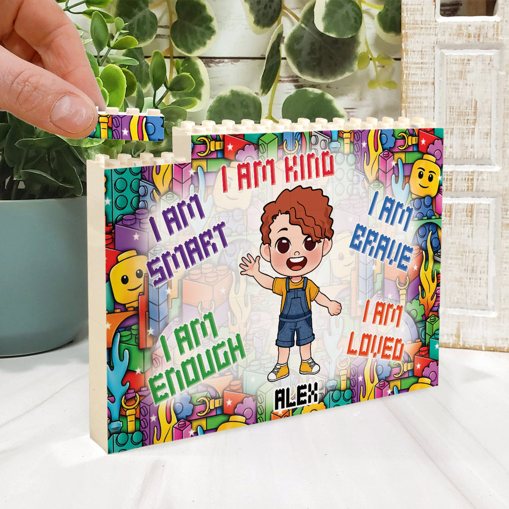 Personalized Kid Building Brick Block Customized Gift Idea One-sided Rectangle Building Brick Blocks GradoCreations