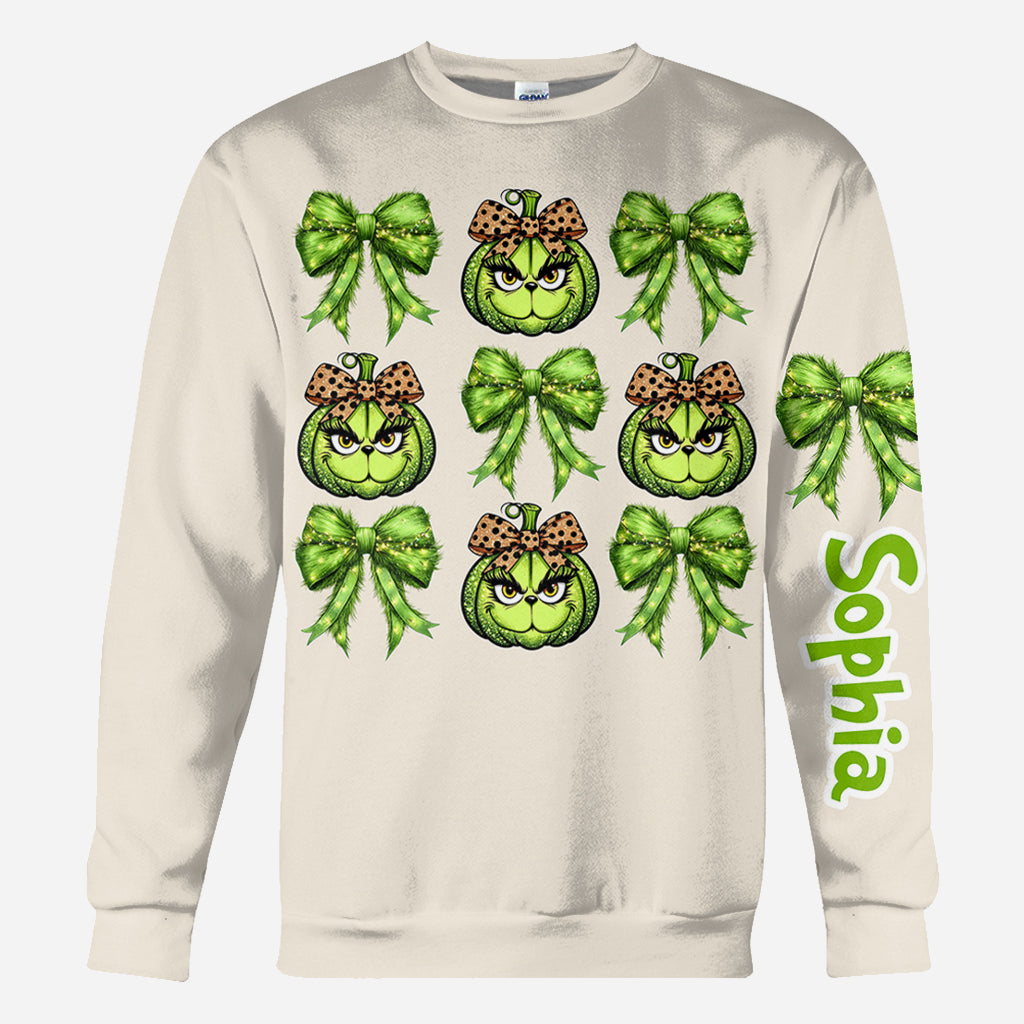 Personalized Grinchy Christmas All Over Shirt for Women All Over Shirt GradoCreations