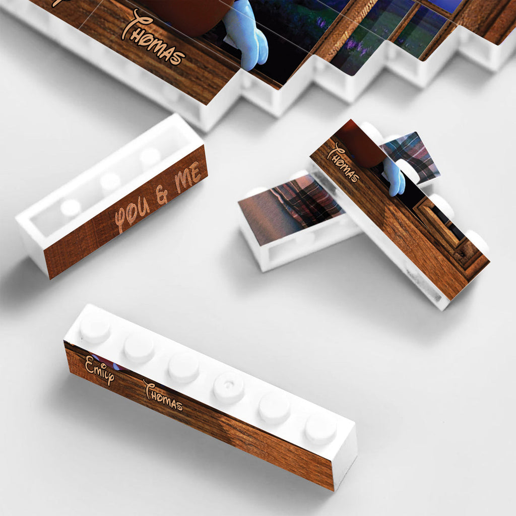 Personalized One-Sided Rectangle Building Brick Blocks for Couples One-sided Rectangle Building Brick Blocks GradoCreations
