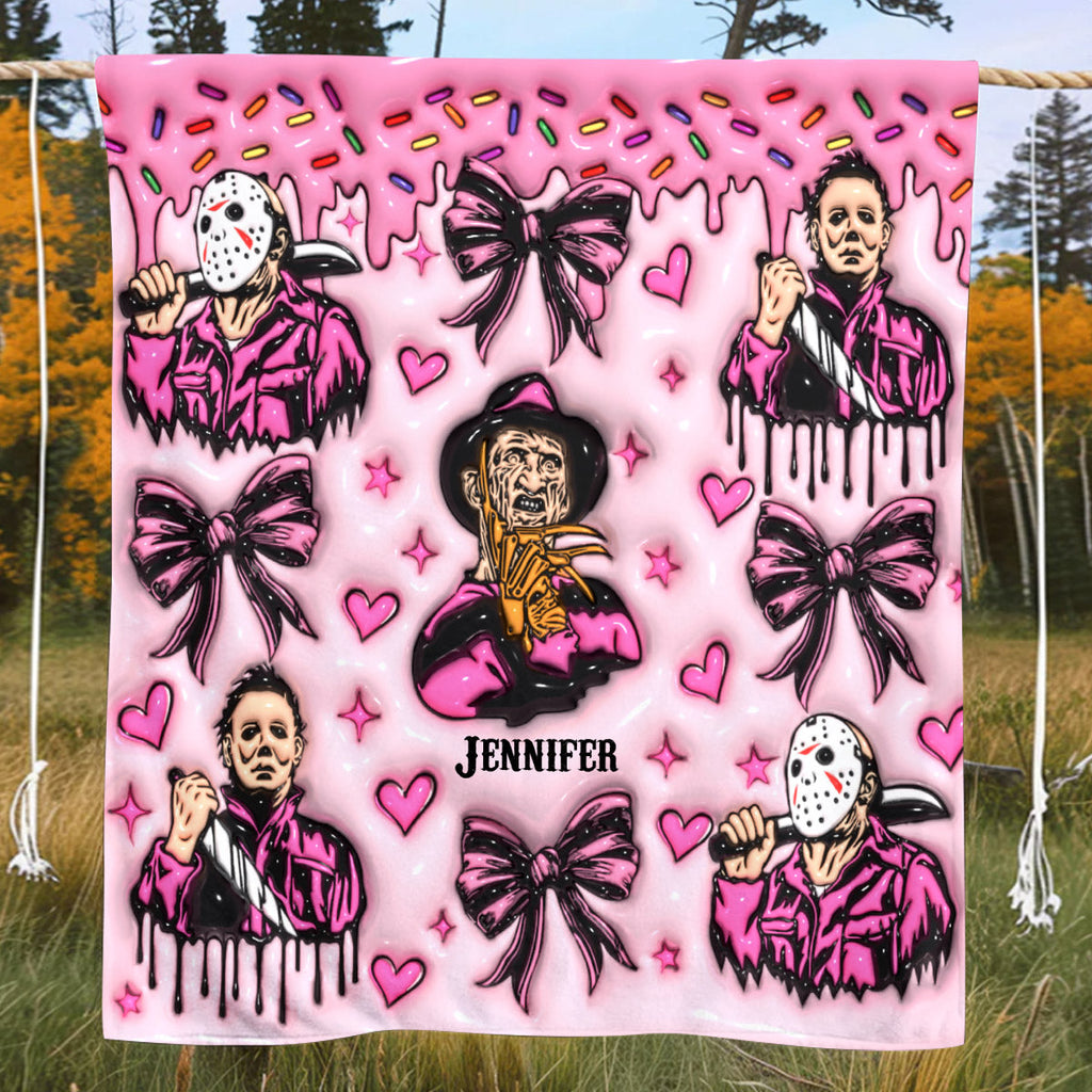 Personalized Horror Movie Fan Blanket Custom Gift for Birthday Halloween Blanket GradoCreations