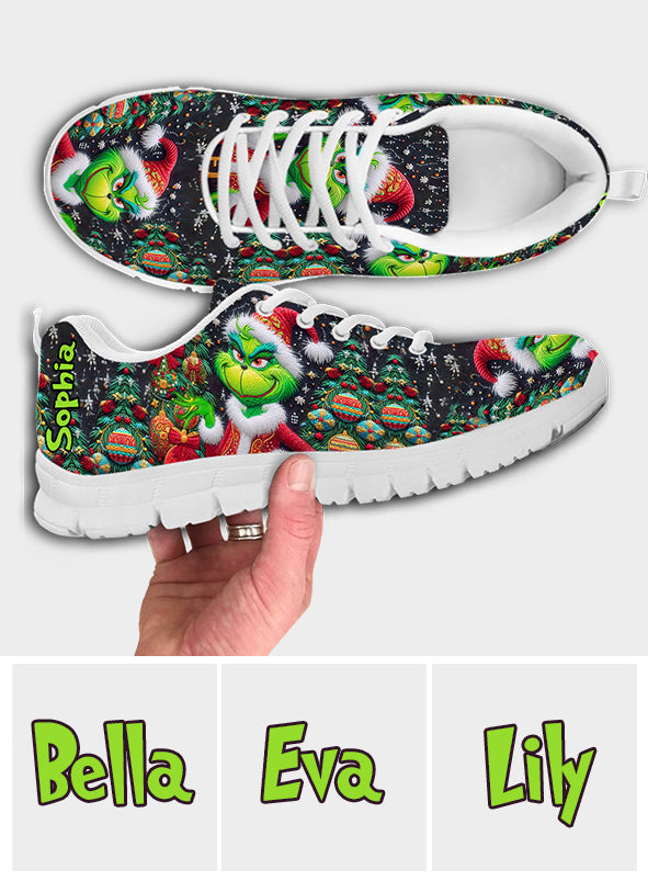 Personalized Merry Grinchmas Sneakers Custom Name Christmas Gift Sneakers GradoCreations