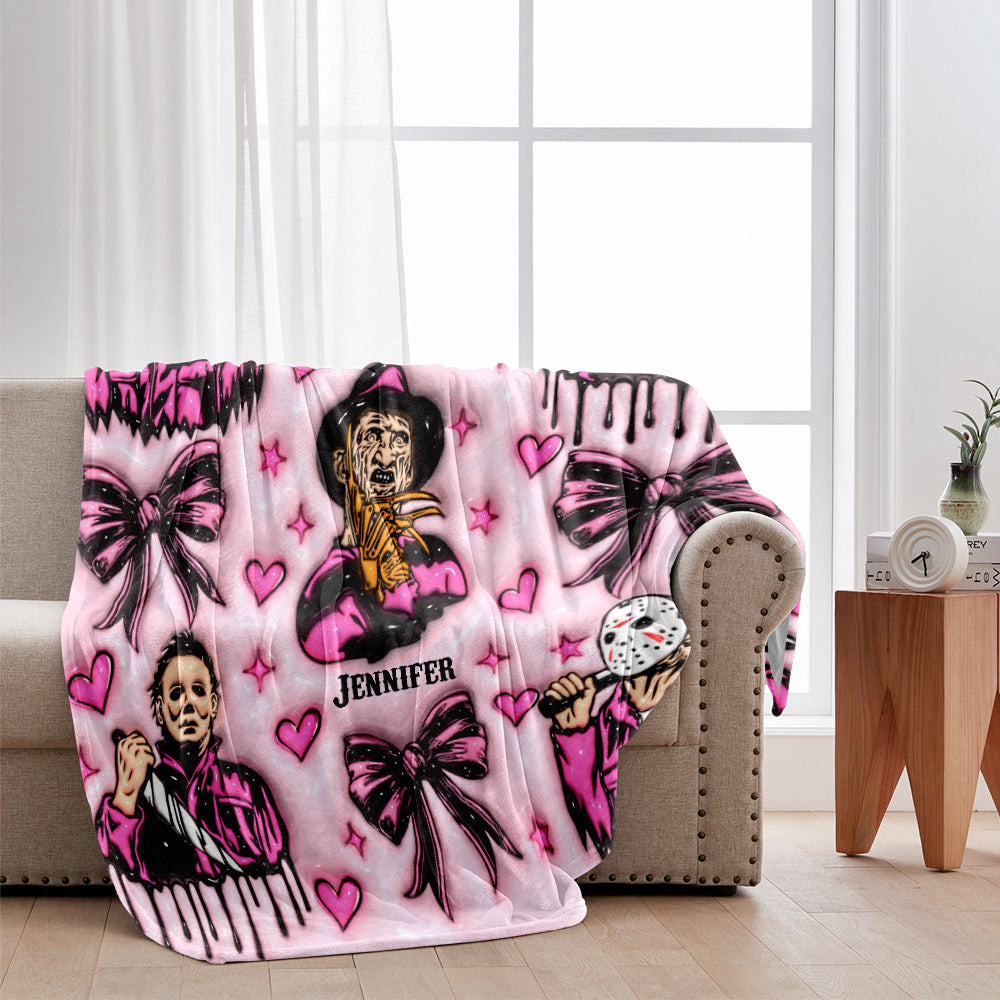 Personalized Horror Movie Fan Blanket Custom Gift for Birthday Halloween Blanket GradoCreations