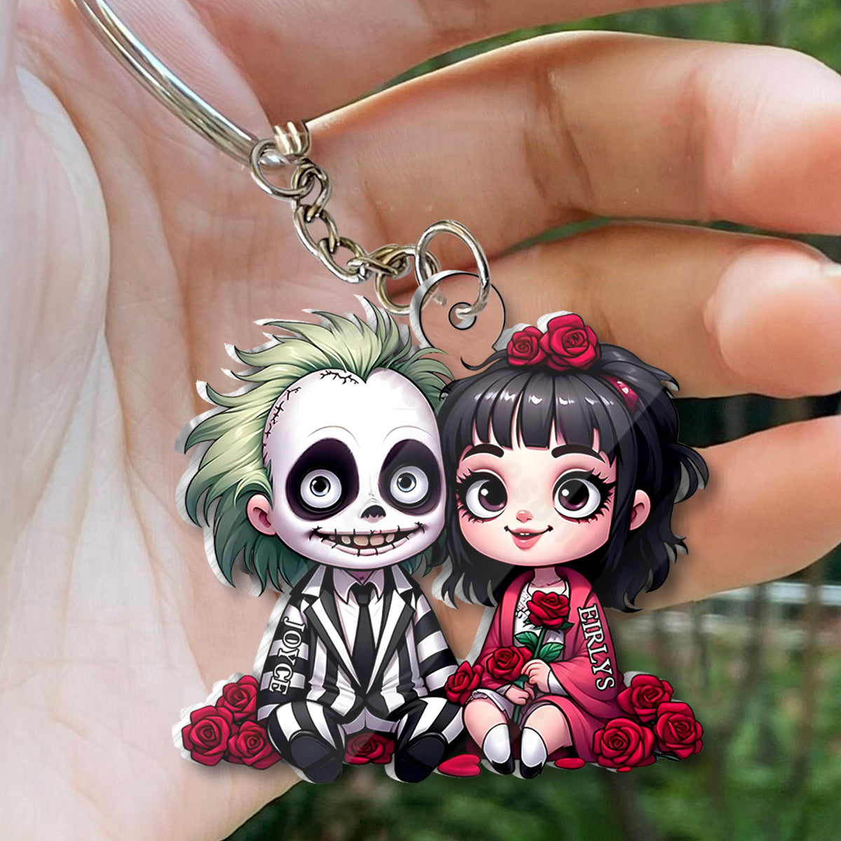Personalized Horror Couple Keychain Custom Name Gift One-sided Custom Shaped Keychain GradoCreations