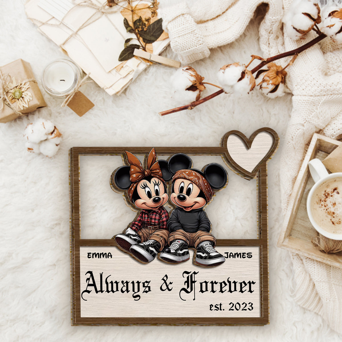 Personalized Always And Forever 2 Layered Wood Sign Gift for Couples 2 Layered Wood Sign GradoCreations