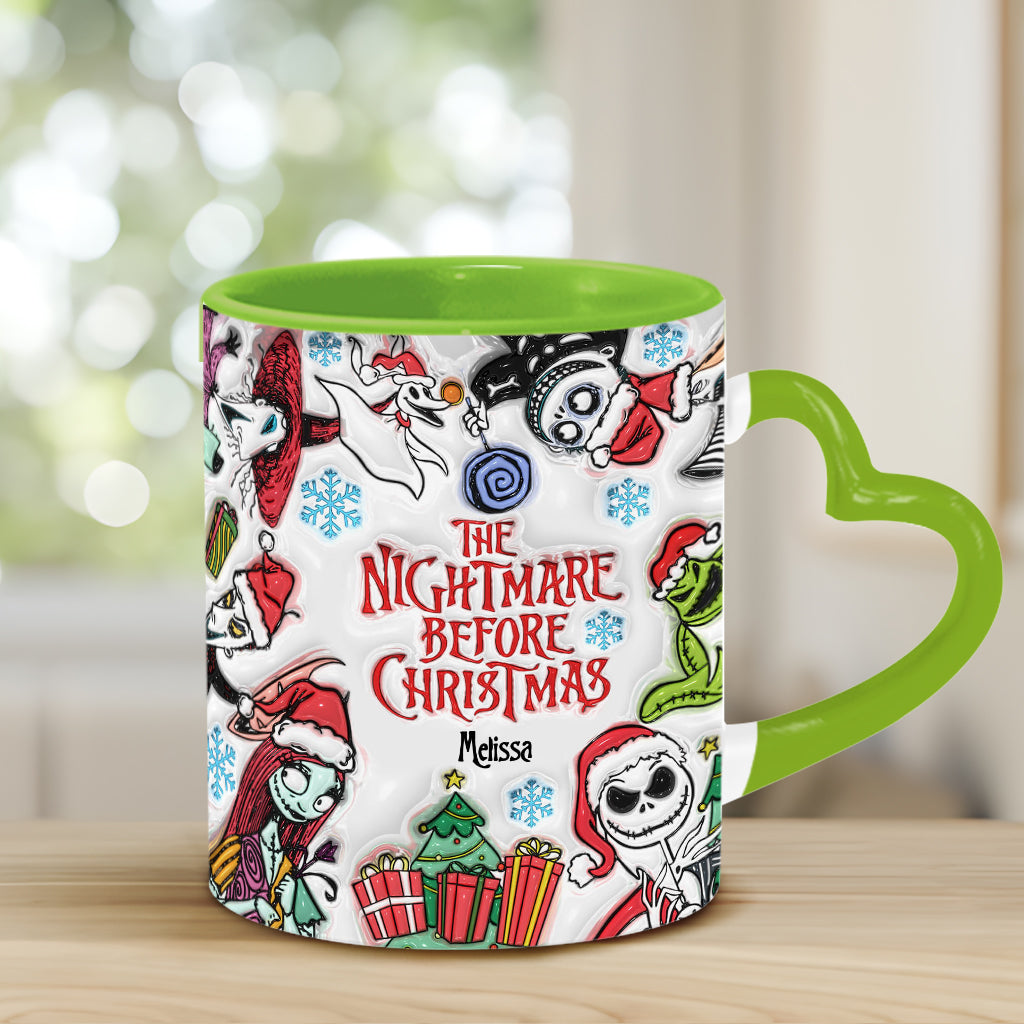 Personalized Nightmare Before Christmas Mug with Heart Handle Heart Handle Mug GradoCreations