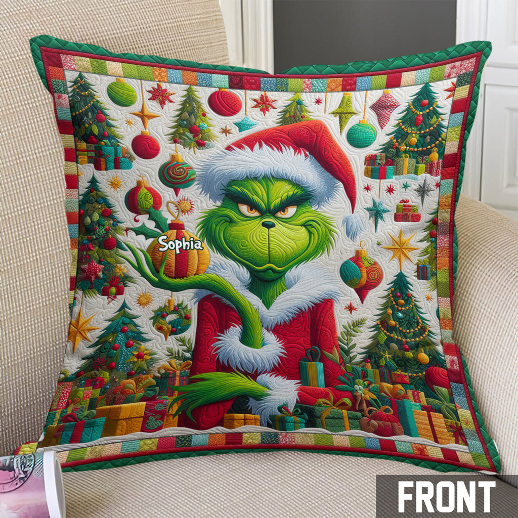 Personalized Grinchmas Throw Pillow Custom Name Christmas Gift Throw Pillow GradoCreations